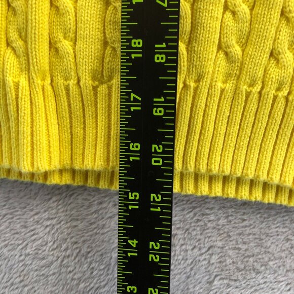 Lauren Ralph Lauren Womens Sweater Small Yellow Cable Knit V-Neck Pullover Cozy - Picture 4 of 12
